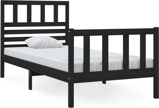 vidaXL Massivholzbett aus Kiefer in Schwarz, Small Single 75 x 190 cm - Bild 1