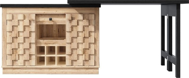 Merax Kücheninsel mit 360 Grad drehbarer Arbeitsplatte, Seitenschrank, Weinregal und Schubladen, Schwarz/Weiß, B: 120 cm, T: 40 cm, H: 74,2 cm - Bild 1