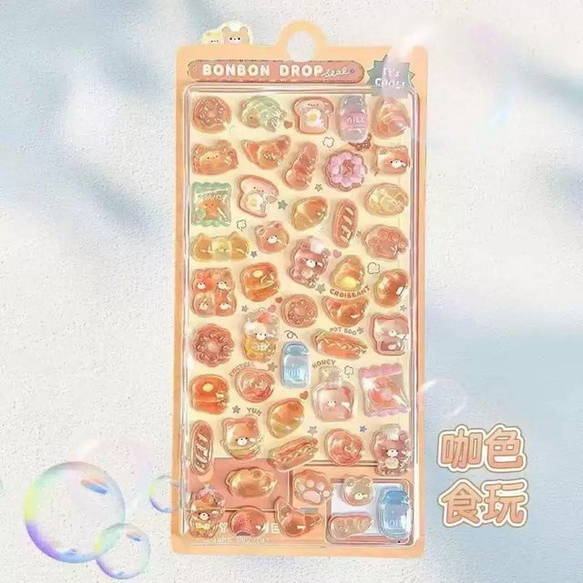 Kawaii 3D Jelly Harz Aufkleber von A Family Of Home Textiles, niedliche Cartoon Glitzer Decals in Transparent und Multicolour für Scrapbooking, Handyhüllen und Laptop DIY Dekoration - Bild 1