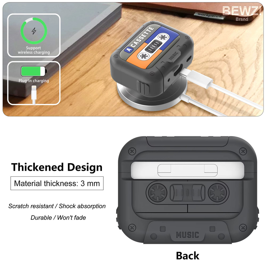 BEWZI Schutzhülle für AirPods Pro 2nd Gen mit 3D-Design und 2 Lanyards in Orange - Bild 6