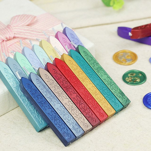 QUOOOP Siegelwachs Sticks mit Dochten in Antike Feuer Farbe, 5er Set für Siegelstempel und Hochzeitseinladungen, Mehrfarbig - Bild 1