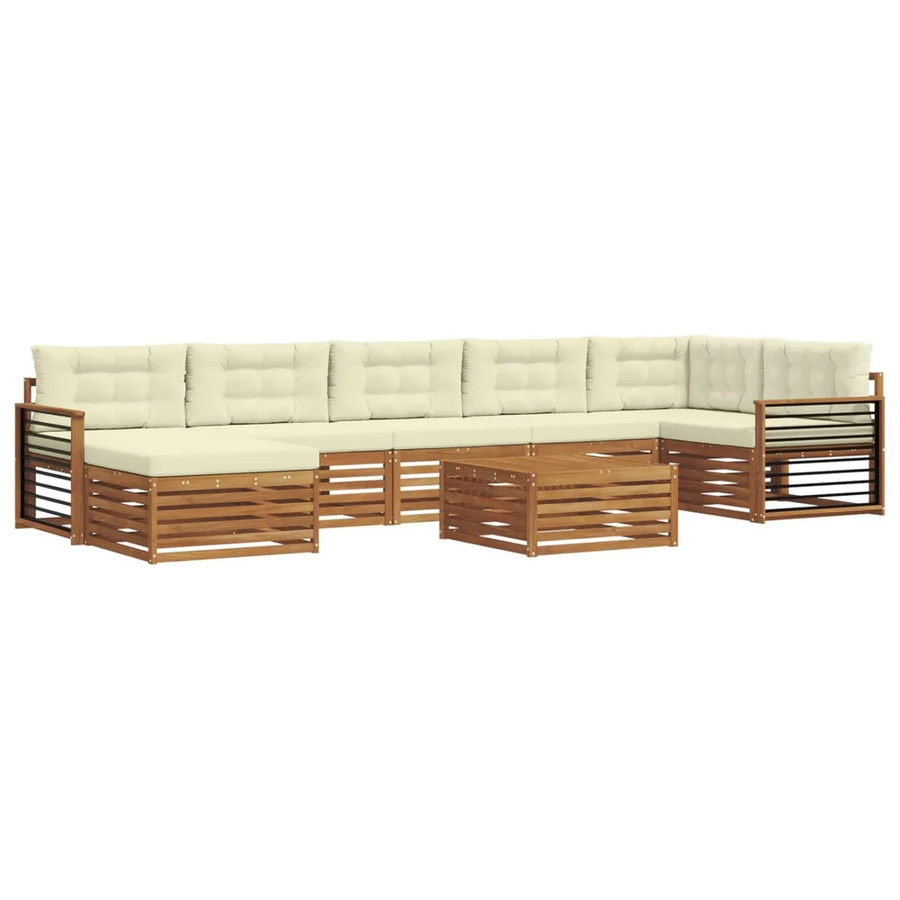 vidaXL Sofagarnitur 8-teilig aus Massivholz Akazie in Natur und Beige mit Polsterkissen - Bild 2
