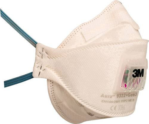 3M Aura 9322+ GEN3 Partikelmaske FFP2 mit Ventil, Weiß, 10 Stück - Bild 1