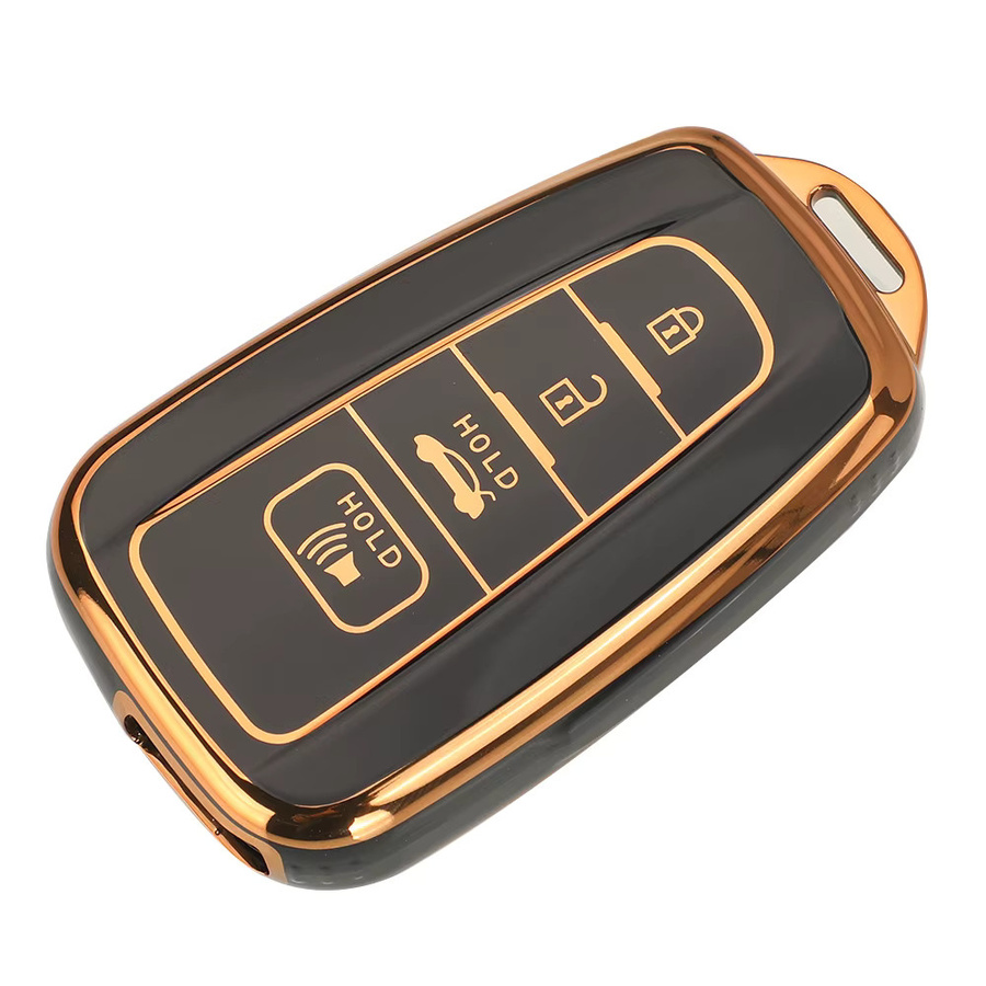 Jingyuqin Soft TPU Schlüsseletui mit Anhänger für Toyota Corolla Prius Camry C-HR Rav4 Altis Land Cruiser Prado, Schwarz - Bild 3