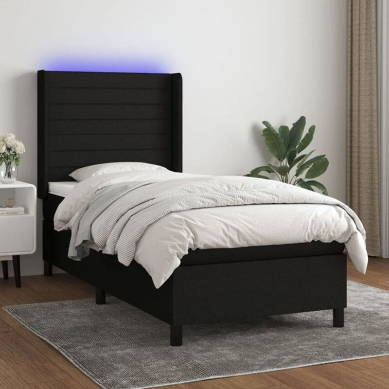 vidaxl Boxspringbett mit Matratze in Schwarz aus Stoff, B/T/H: 80 x 200 x 118 cm - Bild 1