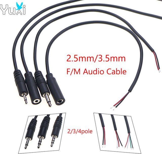 YuXi Aux-Steckeranschluss für DIY-Audio-Kopfhörerkabel, 2,5 mm und 3,5 mm Stecker/Buchse, 2/3/4-polig Mono/Stereo, Schwarz - Bild 1