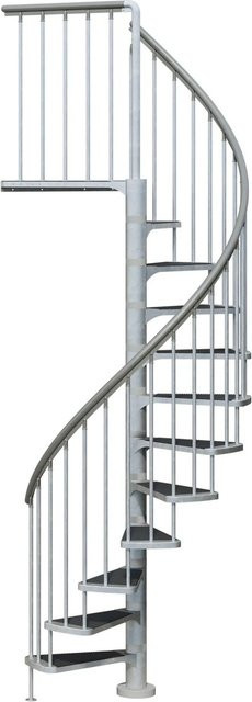 DOLLE Außenspindeltreppe Gardenspin mit Metallstufen in Silber, Durchmesser: 125 cm, Höhe: bis 282 cm - Bild 1