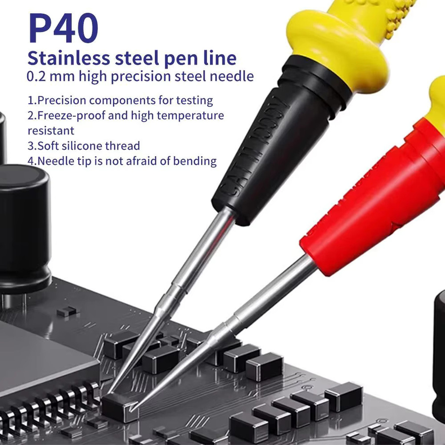 MECHANIC P40 Edelstahl-Sondenmessleitung in Silber, hochpräzise Nadel 0,2 mm für Multimeter und Universal-Tester, 1000 V, 20 A - Bild 2