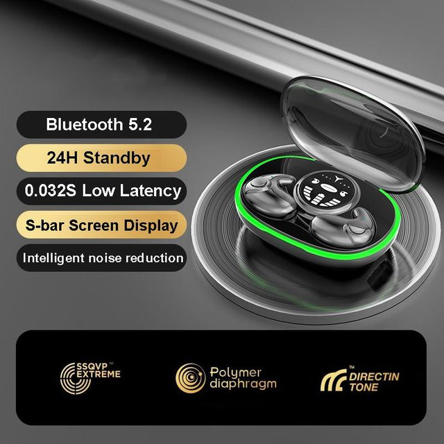 YJMP Electronic Unsichtbare Schlafkopfhörer, kabellose Bluetooth 5.3 In-Ear Kopfhörer mit Rauschunterdrückung und IPX5 Wasserdichtigkeit, Schwarz - Bild 1