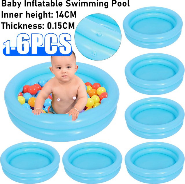 VKTECH Aufblasbare Baby Badewanne und Ballpool aus PVC, Rund, Blau - Bild 1