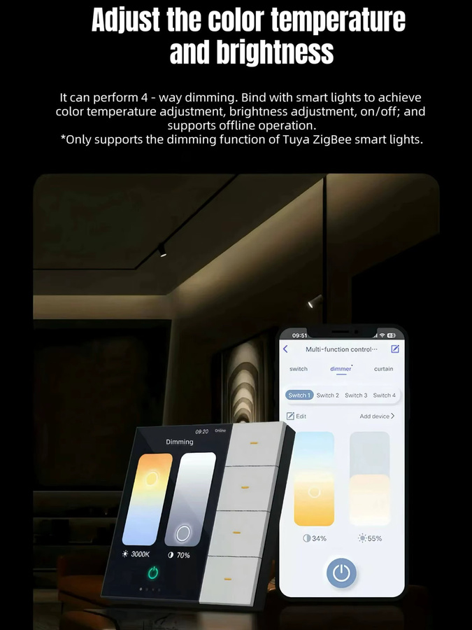 F3Pro ZigBee Wandschalter als Automatisierungs-Zentralsteuerungs-Touchpanel für Vorhang- und Lichtszenen in Weiß - Bild 6