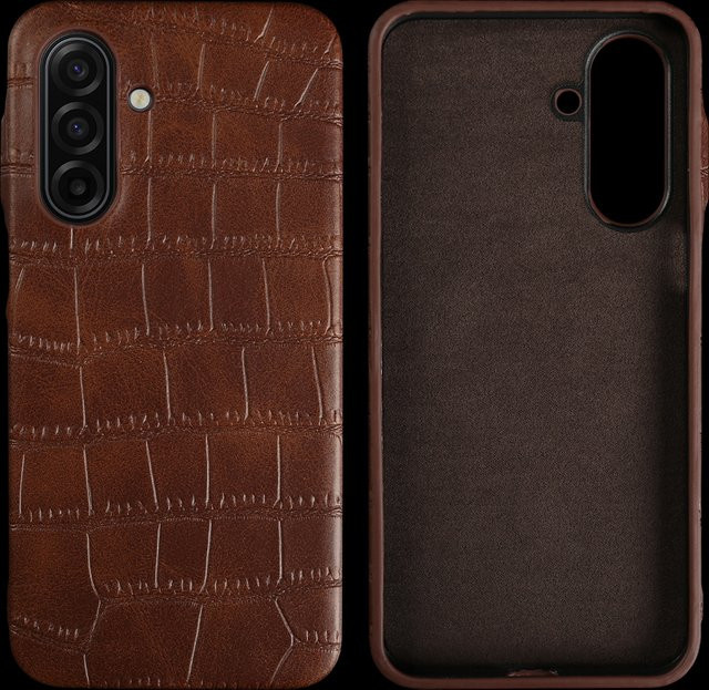 Premium Krokodilleder-Handyhülle für Samsung Galaxy S25 S24 S26 S25 FE S26 Plus A56 A55 A54 A36 A35 A26 A17 A16 A15 in Schwarz und Braun - Bild 1