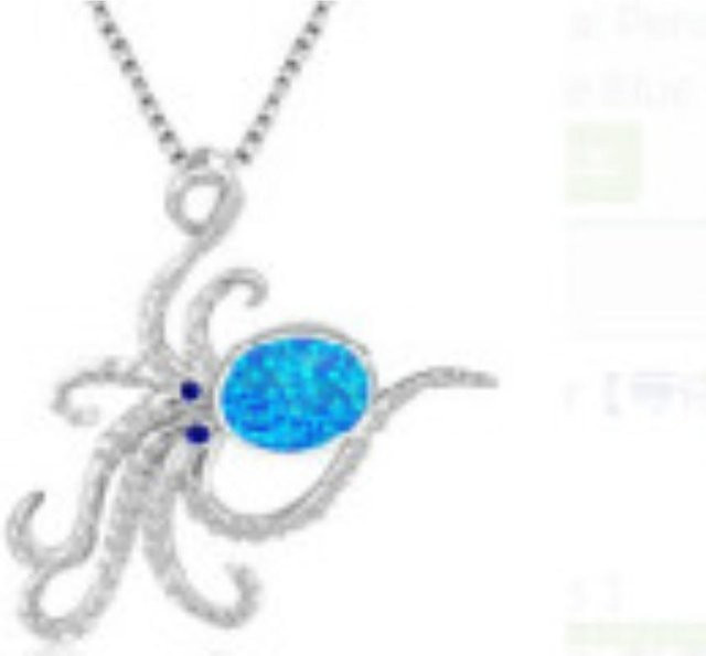 YIRAN Jewelry Halskette Oktopus, Blau und Weiß, Kupfer, Zirkonia, Damen - Bild 1