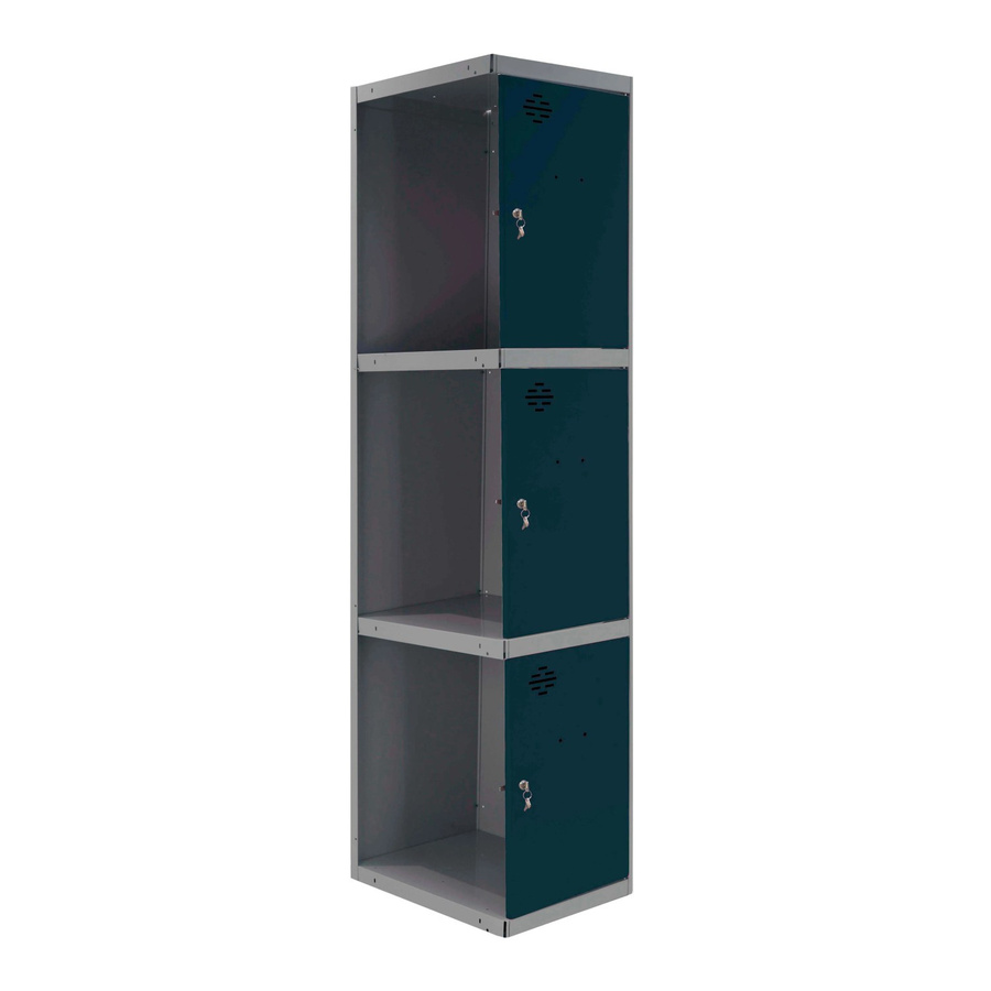 PROREGAL Spind AMEGO Anbaumodul mit 3 Abteilen, Schließfach Garderobe, Anthrazit, H x B x T: 180 x 40 x 50 cm - Bild 2