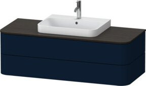 Duravit Waschtischunterschrank Happy D.2 Plus in Blau s-matt mit 2 Schubladen, Breite: 130 cm, Tiefe: 55 cm, Höhe: 40,8 cm - Bild 1