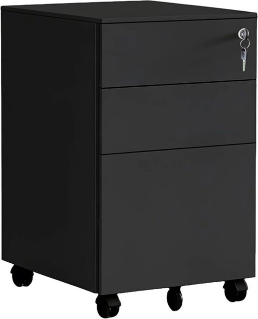 Relaxdays Rollcontainer aus Stahl in Schwarz, abschließbar, B/T/H: 60 x 39 x 52 cm - Bild 1