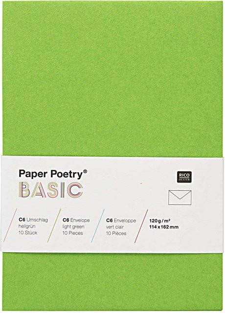 Rico Design Paper Poetry Kuvert Basic C6, 10 Stück, Hellgrün - Bild 1