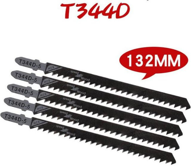 Black+Decker Stichsägeblatt-Set mit T-Schaft aus HCS für Holz, Kunststoff und Metall, 5-teilig, Länge: 135 mm - Bild 1