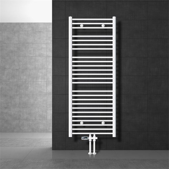 LuxeBath Badheizkörper Sahara Weiß Gerade mit Mittelanschluss und Boden Anschlussgarnitur, B: 60,0 cm, H: 150,0 cm - Bild 1