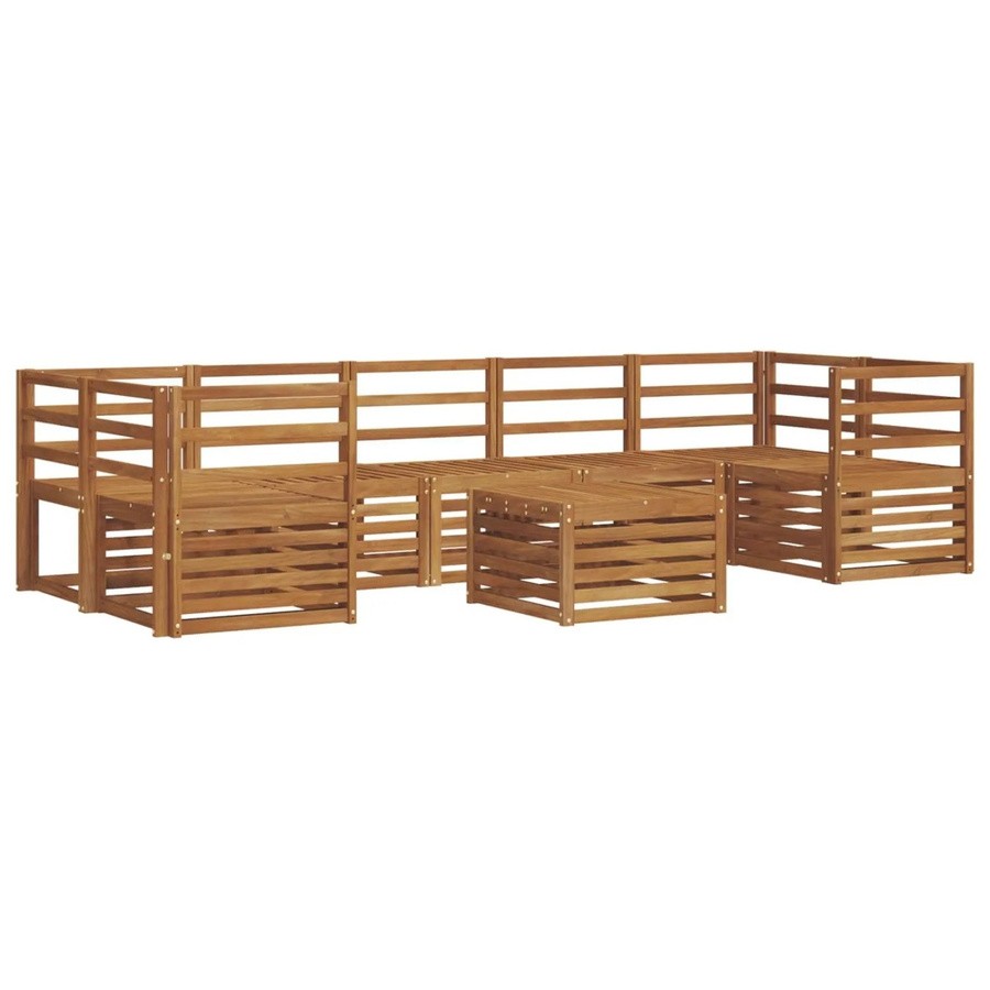 vidaXL Sofagarnitur 8-teilig aus Massivholz Akazie in Natur Braun im U-Form Design - Bild 2