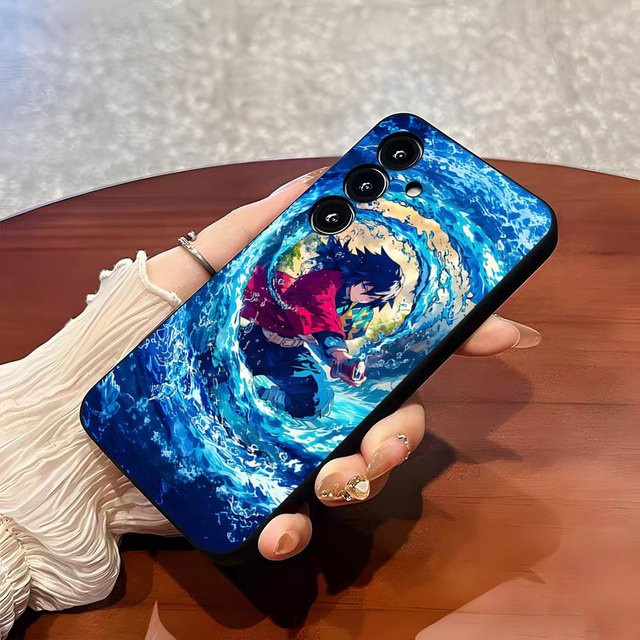 Stoßfeste Anime G-Giyu Tomioka Handyhülle Soft Cover für Samsung A25 A13 A33 5G A54 A36 A35 A56 A52 A14 in Schwarz und Blau - Bild 1