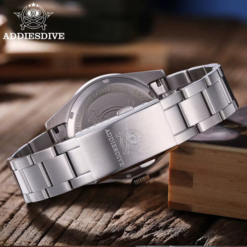ADDIESDIVE Armbanduhr, Quarz, Edelstahl, 39 mm, Herren, Schwarz, Silber - Bild 3