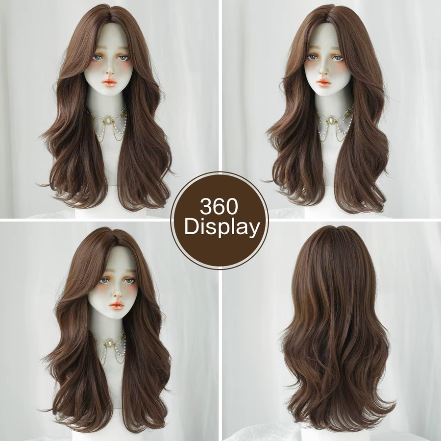 7JHH WIGS Perücke für Damen, lange gewellte Kupfer-Perücke, Kunsthaar - Bild 3