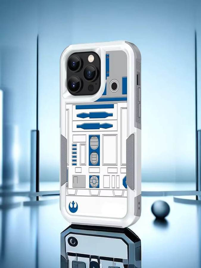 CASE TOWN Schutzhülle R2D2 Astronaut Roboter Dual Layer Stoßdämpfung für iPhone SE2 XS XR 11 12 13 14 15 16 Plus Pro Max, Multicolor - Bild 6