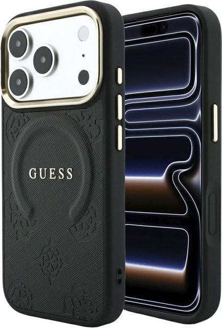 Guess MagSafe-Hülle Saffiano Peony Ring für Apple iPhone 18 Pro Max und iPhone 17 Pro Max in Schwarz - Bild 1