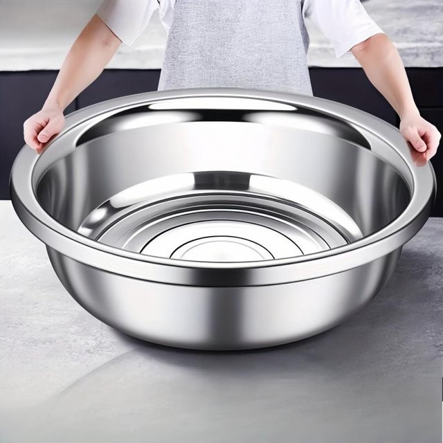 Sole Street Edelstahl Rührschüssel-Set in Silber, stapelbare Salatschüsseln aus Metall, Durchmesser: 36 cm - Bild 1