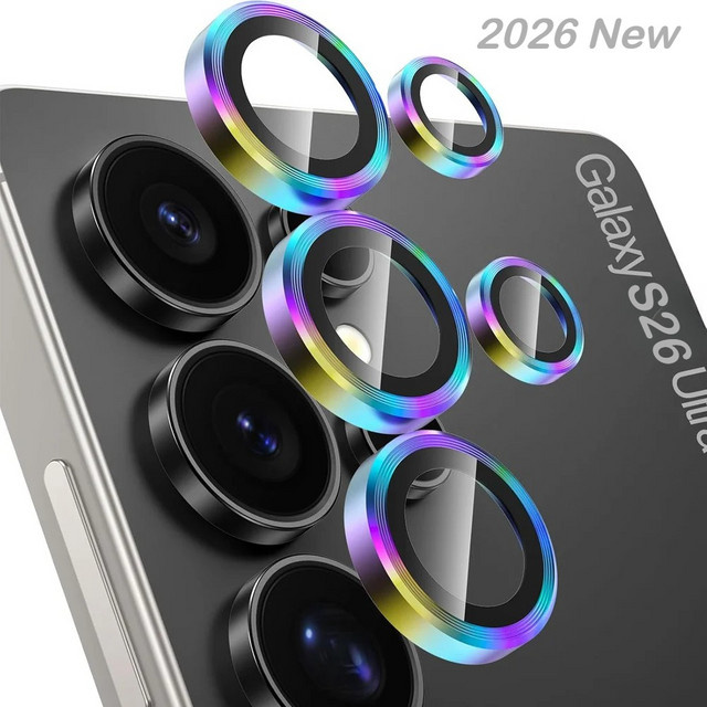 Objektivschutz für Samsung Galaxy S26 Pro S25 Edge S24 FE Plus Ultra mit 9H gehärtetem Glas und Metallring in Schwarz - Bild 1