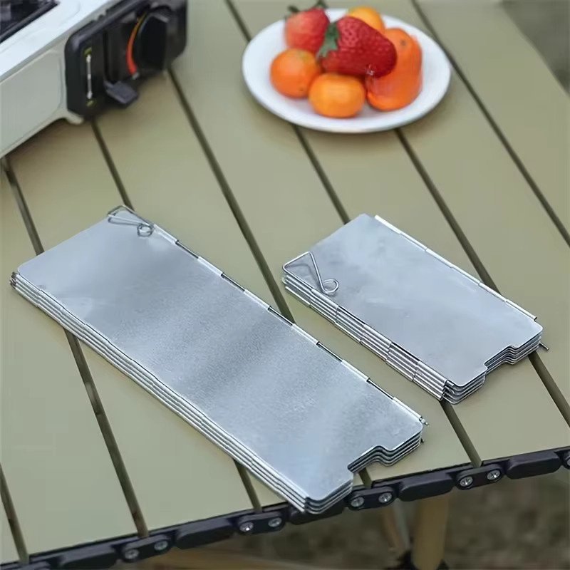 XIUGOUDUOLA Faltbarer Windschutz für Camping-Gasherde aus Aluminiumlegierung, Silber, B/H/T: 24,0 x 8,5 x 8,0 cm - Bild 2