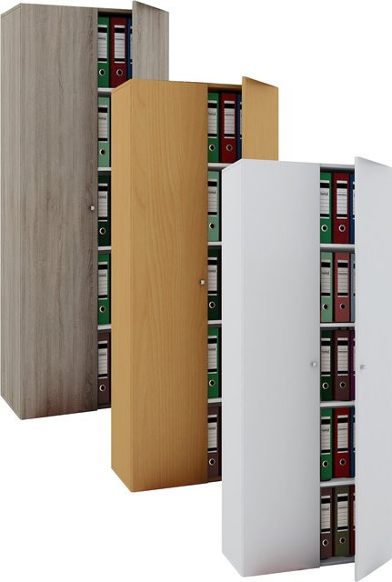 VCM Büroschrank mit 5 Fächern und Drehtüren aus Metall, moderner Aktenschrank, B/H/T: 70 x 178 x 40 cm - Bild 1