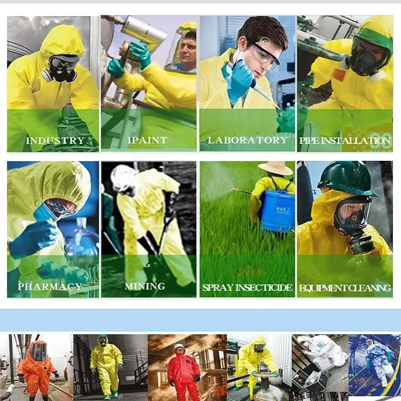 Chemikalienschutzanzug in Gelb als säure- und alkalibeständige Schutzkleidung gegen gefährliche Flüssigkeiten und Schwefelsäure - Bild 3