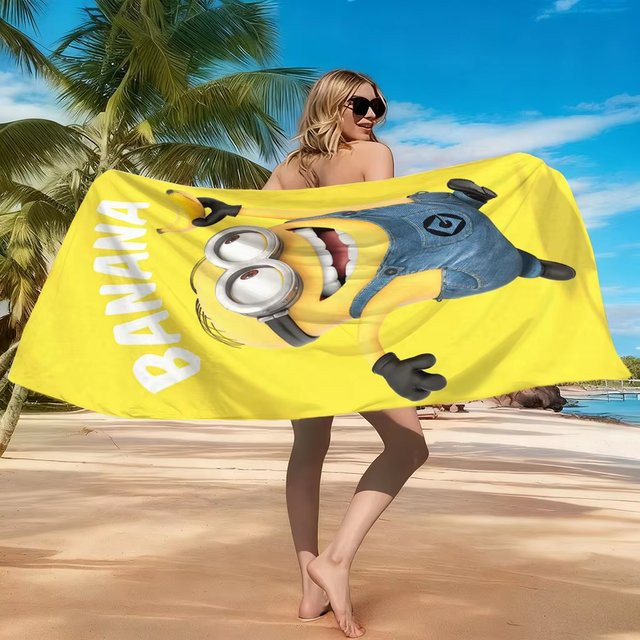 Potdemiel Bananen-Minions Strandtuch aus Mikrofaser in Gelb, schnelltrocknend und sandfrei - Bild 1