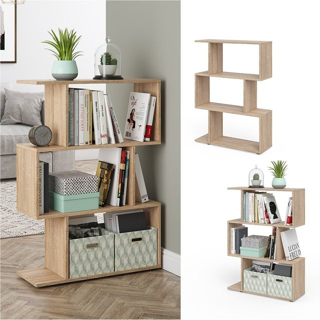 VICCO Raumteiler LEVIO Sonoma Regal in Braun und Beige als freistehendes Bücherregal und Standregal - Bild 1