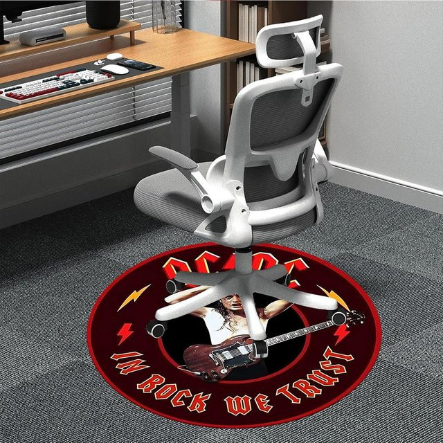 Living Need Y ACDC Band Teppich für Büro und Innenbereich, rund, Polyester, rutschfest und waschbar, Durchmesser: 80 cm, Mehrfarbig - Bild 1