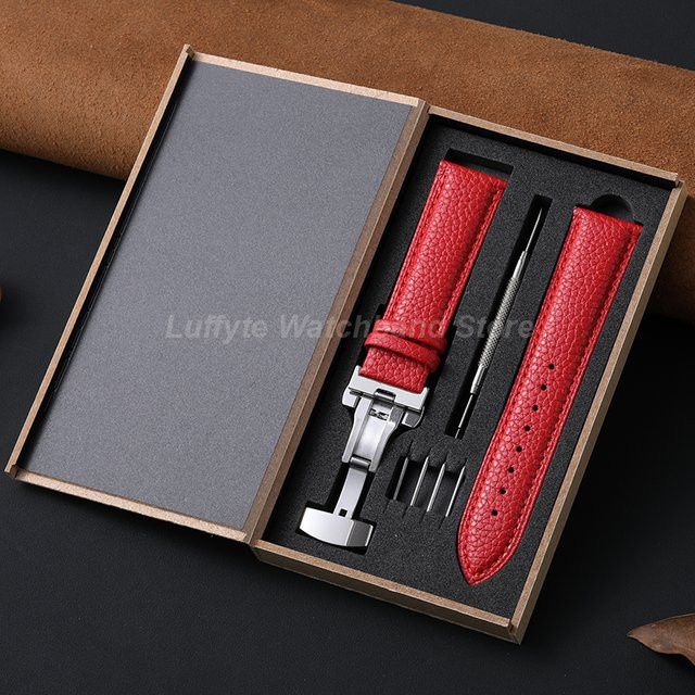 luffyte Uhrenarmband Leder, Schmetterlingsverschluss, Damen - Bild 1