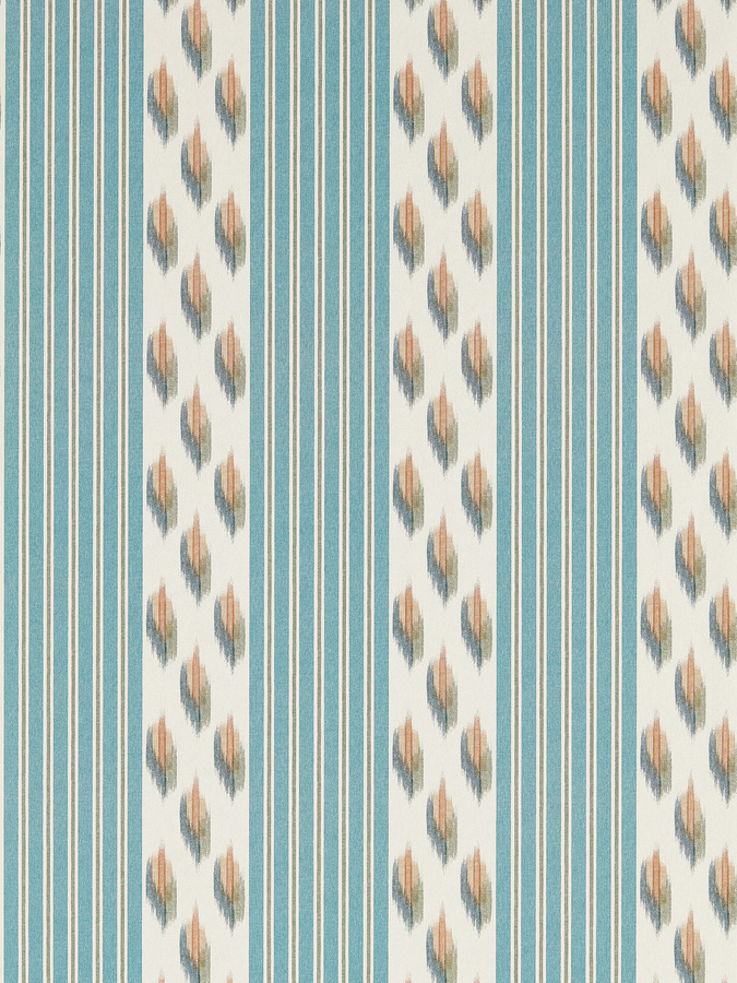 Sanderson Tapete Musafir Udaipur Blue Cinnamon mit abstraktem Ethnic-Streifenmuster aus Vlies - Bild 1