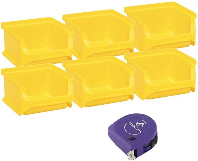 vasalat Set Stapelboxen aus Kunststoff, Gelb, 6 Stück, B/T/H: 10,2 x 10,0 x 7,0 cm - Bild 1