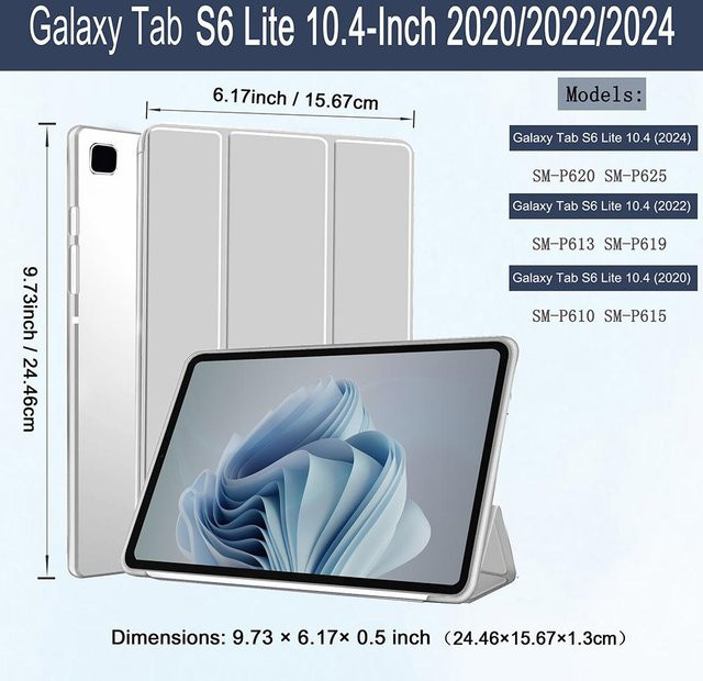 Samsung Galaxy Tab S6 Lite 10,4'' Hülle mit magnetischem Faltständer und weicher Rückseite, Grau - Bild 1