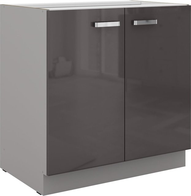Küchen Unterschrank Grey Bianca in Grau Hochglanz mit Einlegeboden - Bild 1