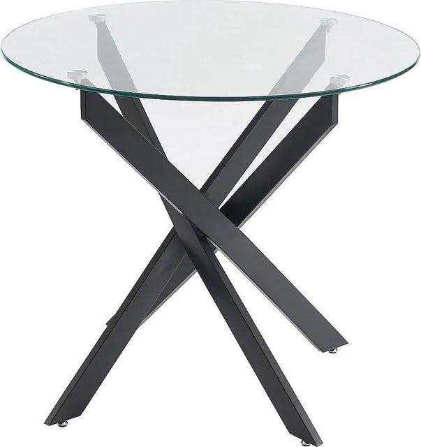 Cosima Esstisch rund aus Sicherheitsglas und Metall in Transparent und Schwarz, Durchmesser: 90 cm - Bild 1