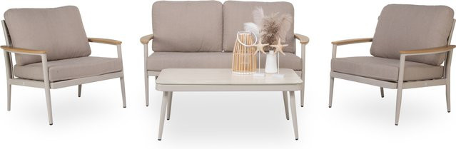 Lounge-Set SANSIBAR HELLET in Beige aus Aluminium und Kunststoffholz - Bild 1