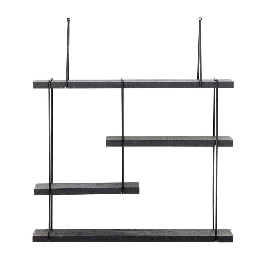 Bloomingville Lewis Wandregal schwarz aus Metall und Tannenholz Breite: 65 cm, Tiefe: 15 cm, Höhe: 4 cm - Bild 1