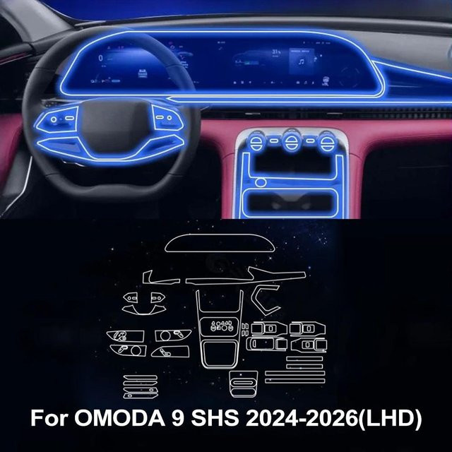 PPF Schutzfolie für OMODA 9 SHS 2026 Transparent TPU Schutzfolie für LCD, GPS, Navigation und Mittelkonsole von Plain Abode - Bild 1