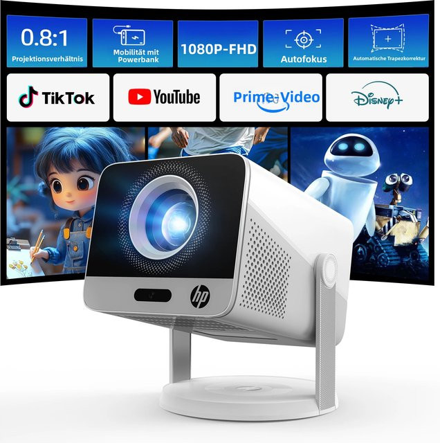 HP M425 Heimkino-Beamer in Weiß mit Native FHD 1080P, 4K-Dekodierung, Android 14 OS, 200 ISO LM, Dual Wi-Fi 6 und Bluetooth 5.4 - Bild 1