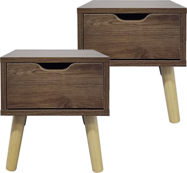 HTI-Living Nachttisch Thekla 2er-Set mit 1 Schublade in Eiche im skandinavischen Design - Bild 1