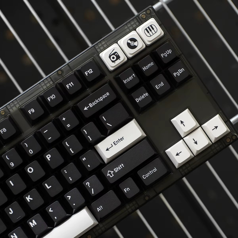 Venit Keys GMK Tastenkappen Set in Schwarz-Weiß, Cherry Profile, Double Shot PBT für MX mechanische Tastaturen, 180 Tasten, ISO 7U - Bild 3