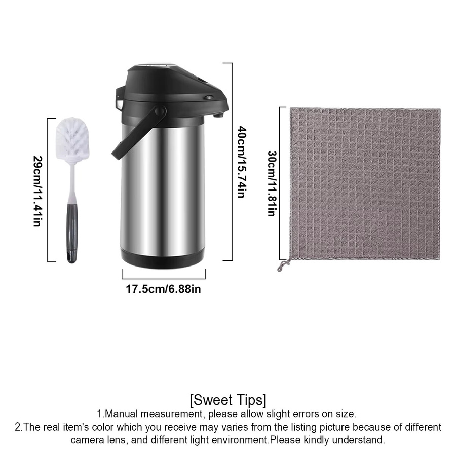 Leeseph Heiß- und Kaltgetränke-Spender-Set in Silber aus Edelstahl mit 1,9 l Thermo-Kaffeekaraffe und 4 l Spender inklusive Pumpe, Handtuch und Reinigungsbürste - Bild 3